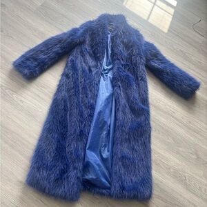 Fashion Nova Royal Blue Faux Fur Jacket